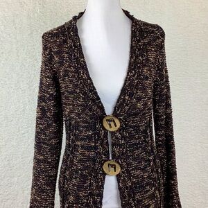 BCBGMaxazria Long Brown Draped Cardigan / Sweater. Womens Size L,